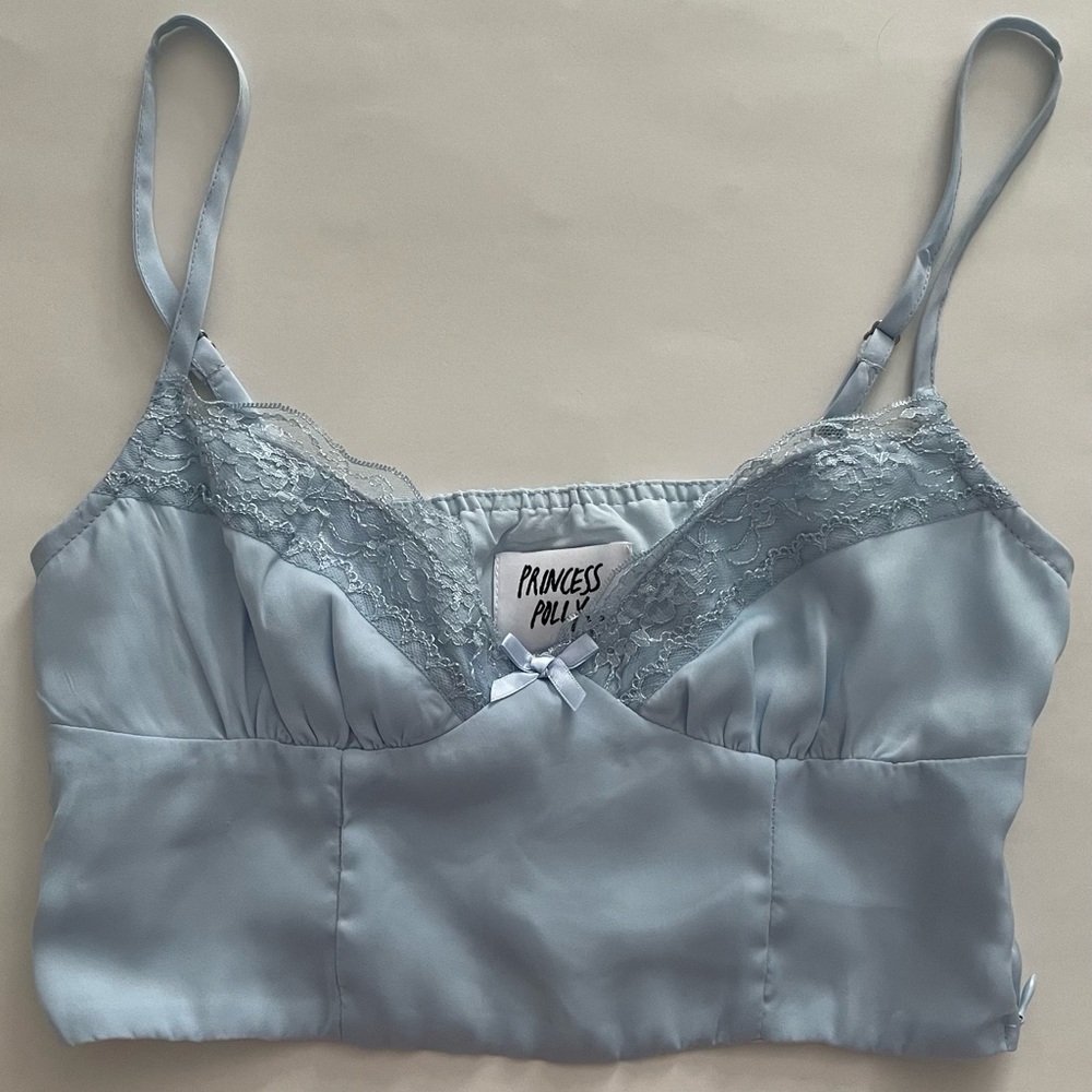 Princess Polly Blue Lace Tank Top